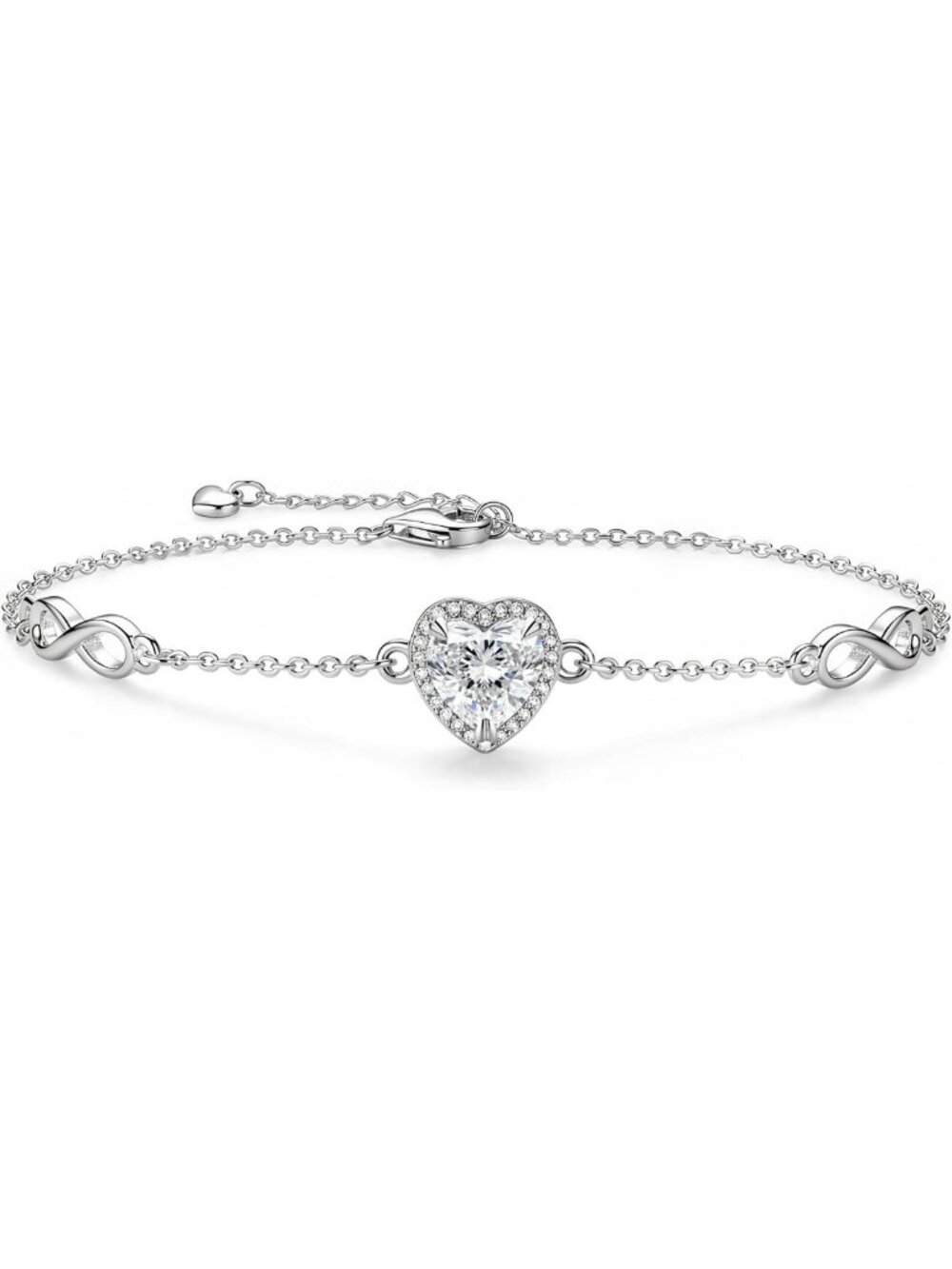Heart Infinity Knot Birthstone Charm Bracelet for Women - Elegant Gift Idea
